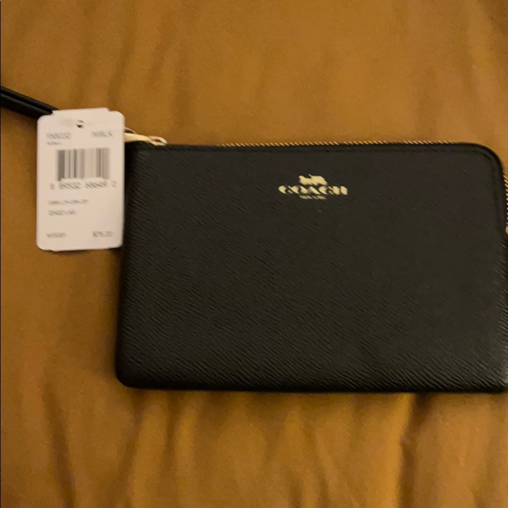 Coach Corner Zip Wristlet Black